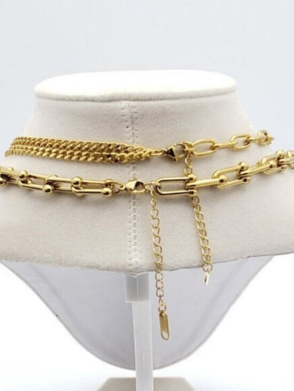 Double Chain Necklace with Authentic Louis Vuitton Padlock Pendant & Fresh Pearl - Picture 5 of 12